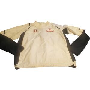 Hummel Men's Size L Pullover Windbreaker White Blue Snap Off Sleeves Blokecore